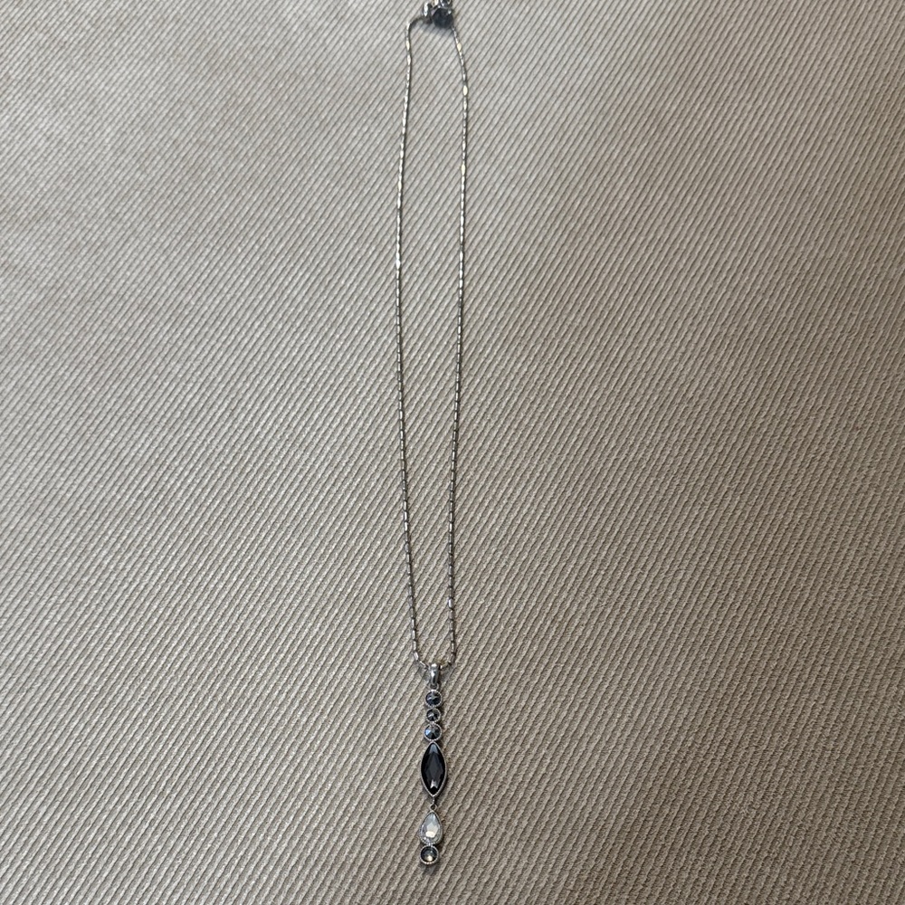 Touchstone Crystal Elegant Silver Necklace with Black Details